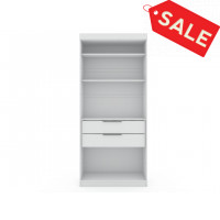 Manhattan Comfort 109GMC1 Mulberry Open 1 Sectional Modern Armoire Wardrobe Closet with 2 Drawers in White